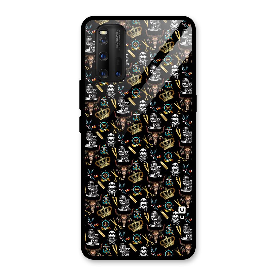 Cool Barber Pattern Glass Back Case for Vivo iQOO 3