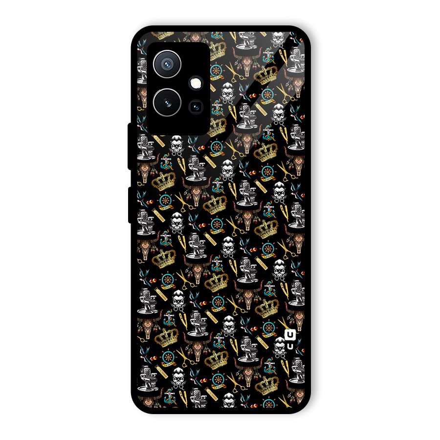 Cool Barber Pattern Glass Back Case for Vivo iQOO Z6