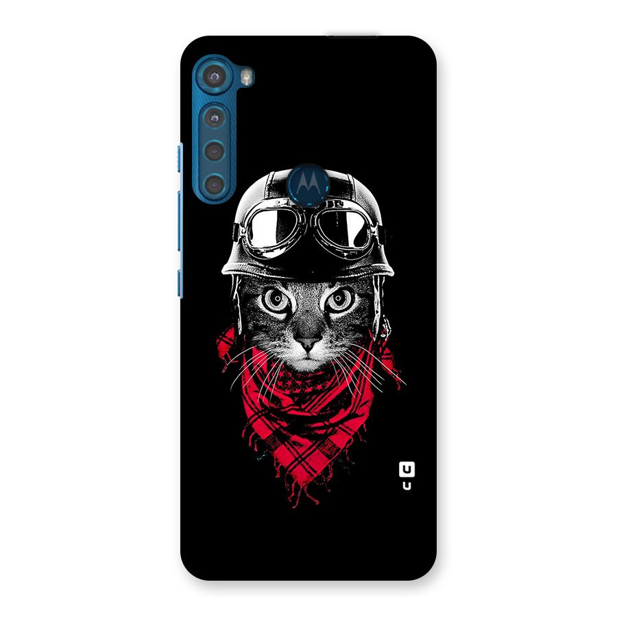 Cool Biker Cat Back Case for Motorola One Fusion Plus