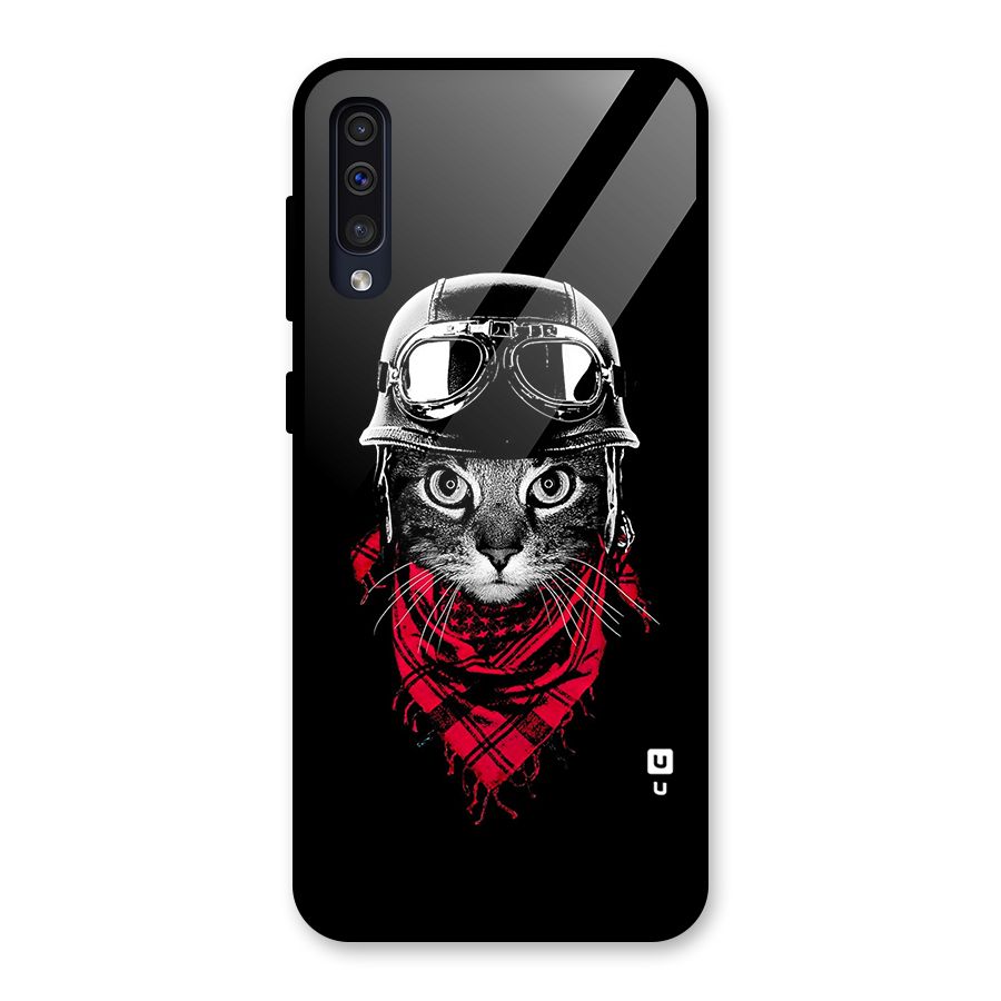 Cool Biker Cat Glass Back Case for Galaxy A30s