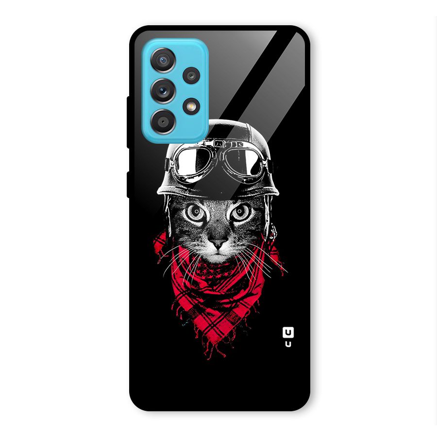 Cool Biker Cat Glass Back Case for Galaxy A52s 5G