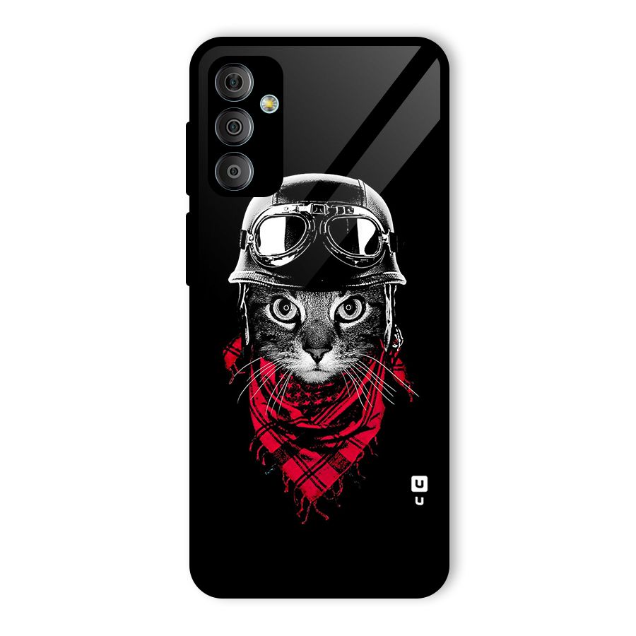 Cool Biker Cat Glass Back Case for Galaxy F23