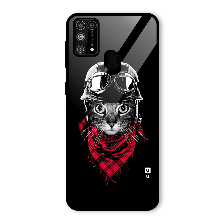 Cool Biker Cat Glass Back Case for Galaxy F41