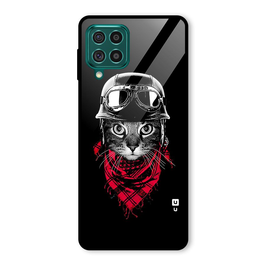Cool Biker Cat Glass Back Case for Galaxy F62