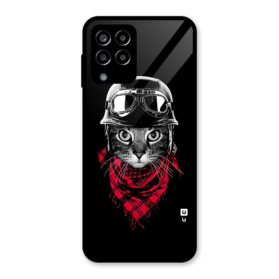 Cool Biker Cat Glass Back Case for Galaxy M33