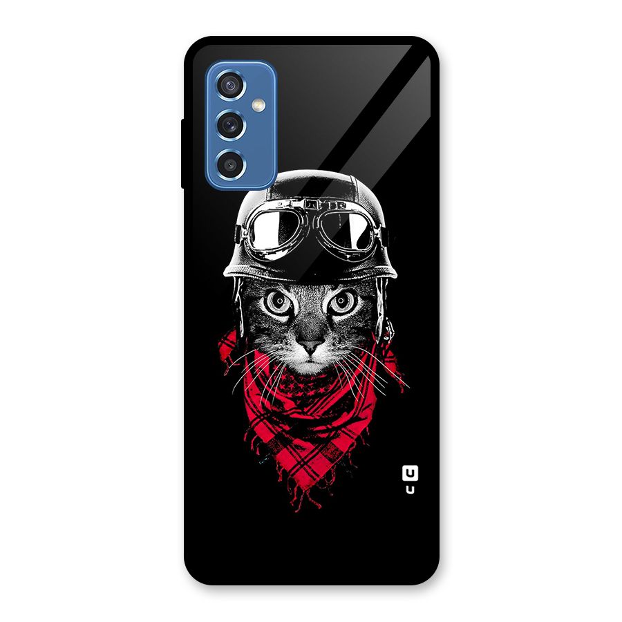 Cool Biker Cat Glass Back Case for Galaxy M52 5G