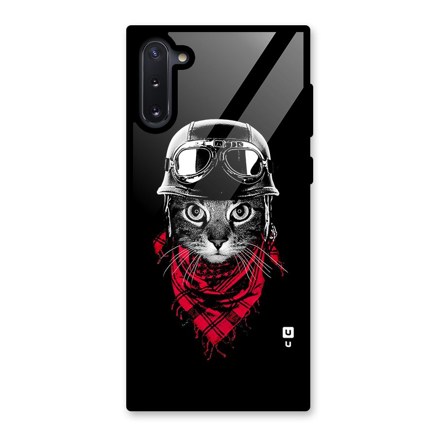 Cool Biker Cat Glass Back Case for Galaxy Note 10