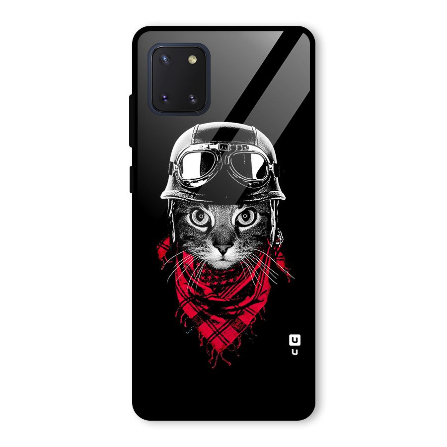 Cool Biker Cat Glass Back Case for Galaxy Note 10 Lite