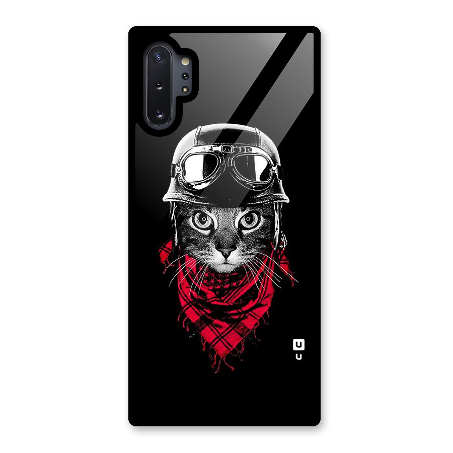 Cool Biker Cat Glass Back Case for Galaxy Note 10 Plus