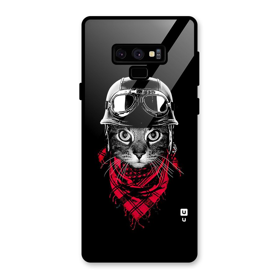 Cool Biker Cat Glass Back Case for Galaxy Note 9