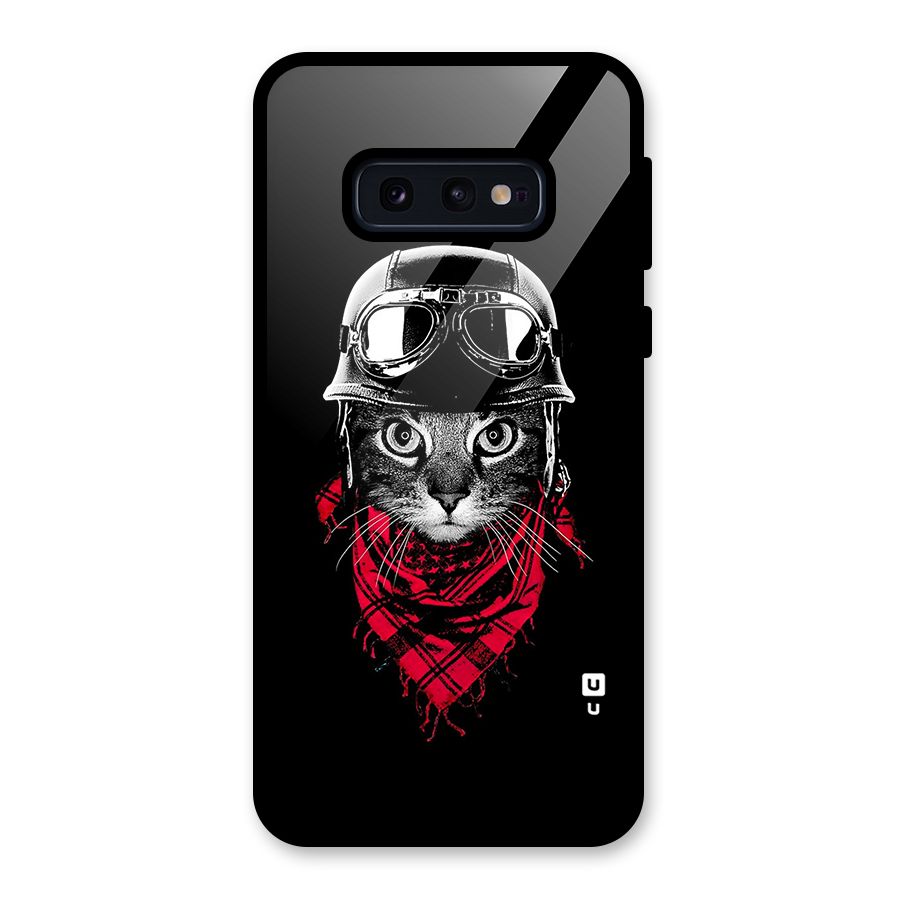Cool Biker Cat Glass Back Case for Galaxy S10e