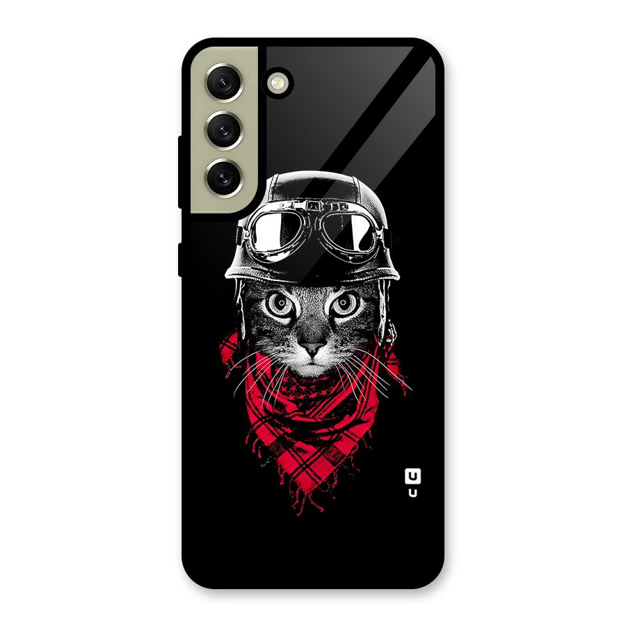 Cool Biker Cat Glass Back Case for Galaxy S21 FE 5G