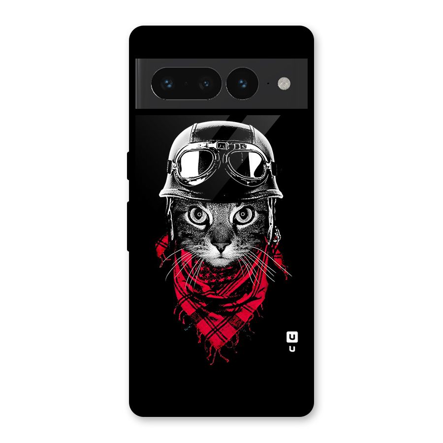Cool Biker Cat Glass Back Case for Google Pixel 7 Pro
