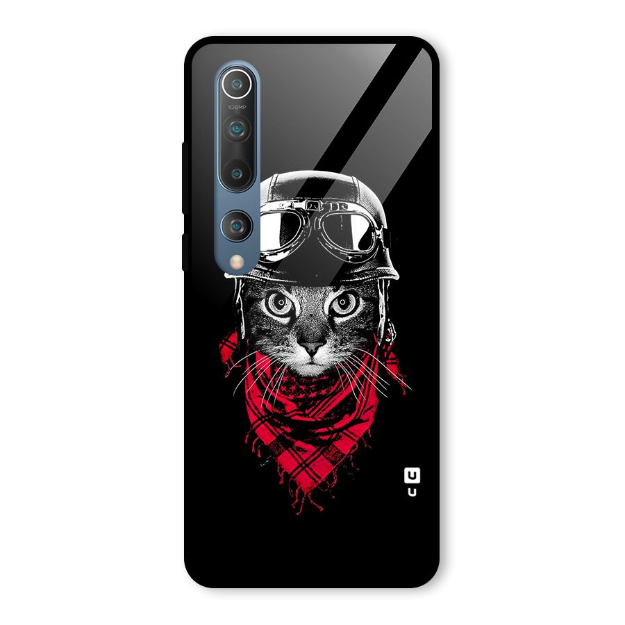 Cool Biker Cat Glass Back Case for Mi 10