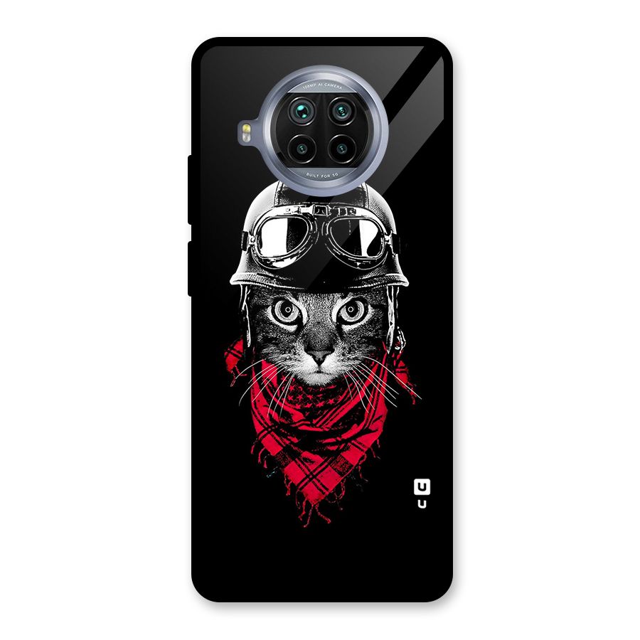 Cool Biker Cat Glass Back Case for Mi 10i