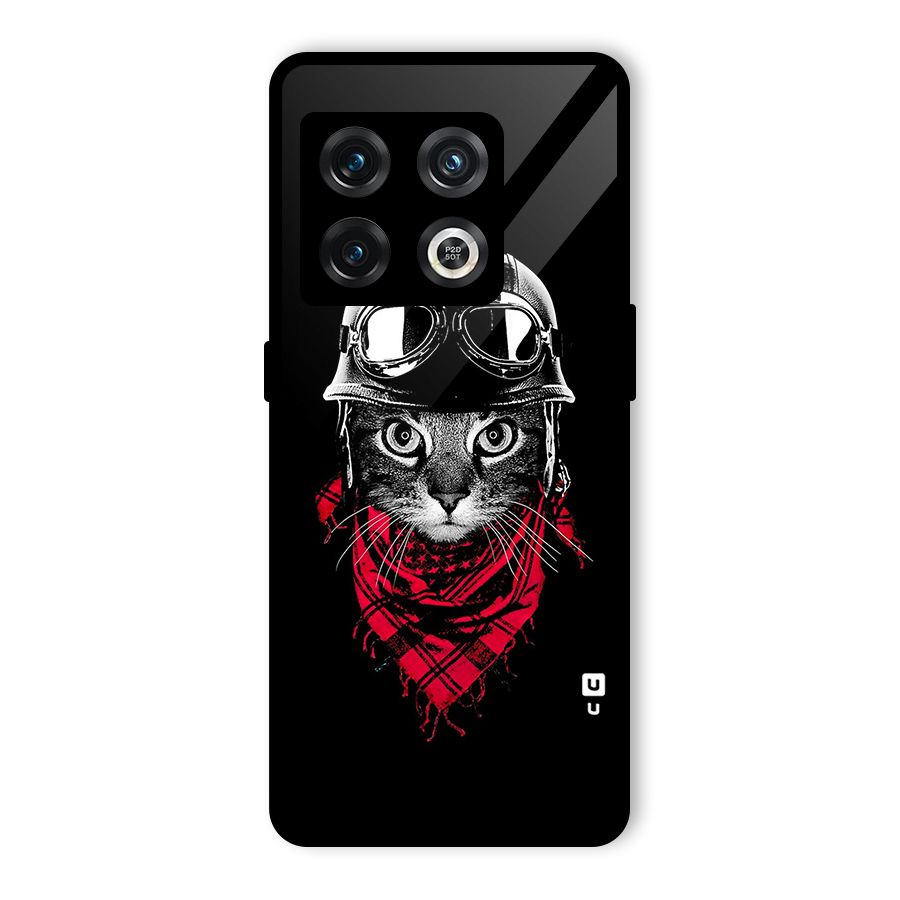 Cool Biker Cat Glass Back Case for OnePlus 10 Pro 5G