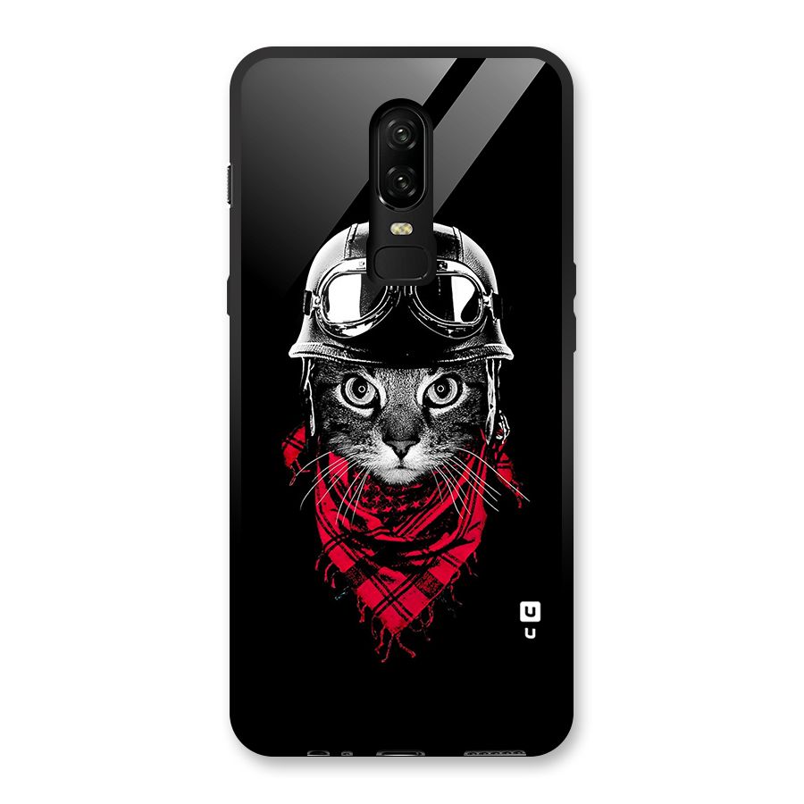 Cool Biker Cat Glass Back Case for OnePlus 6