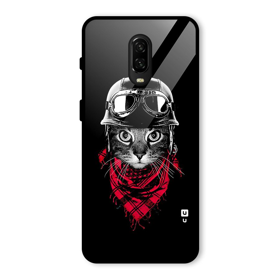 Cool Biker Cat Glass Back Case for OnePlus 6T