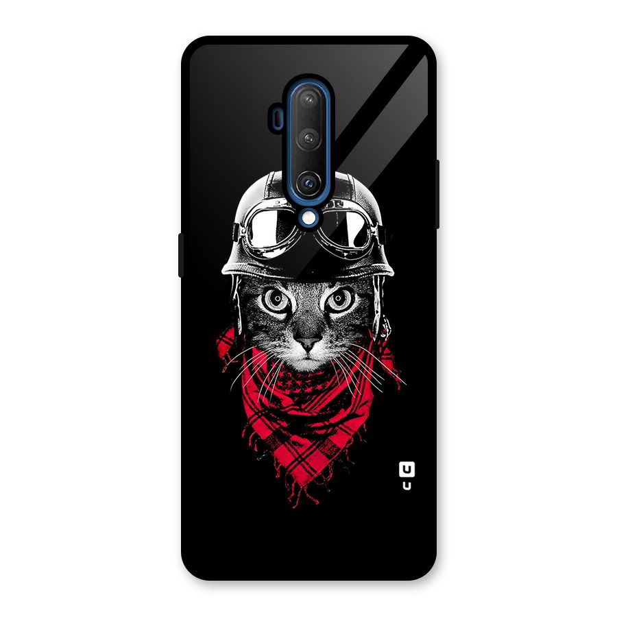 Cool Biker Cat Glass Back Case for OnePlus 7T Pro