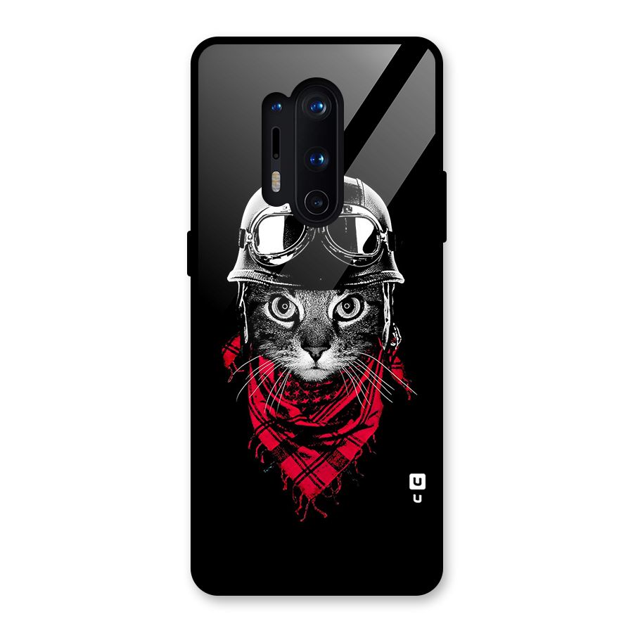 Cool Biker Cat Glass Back Case for OnePlus 8 Pro