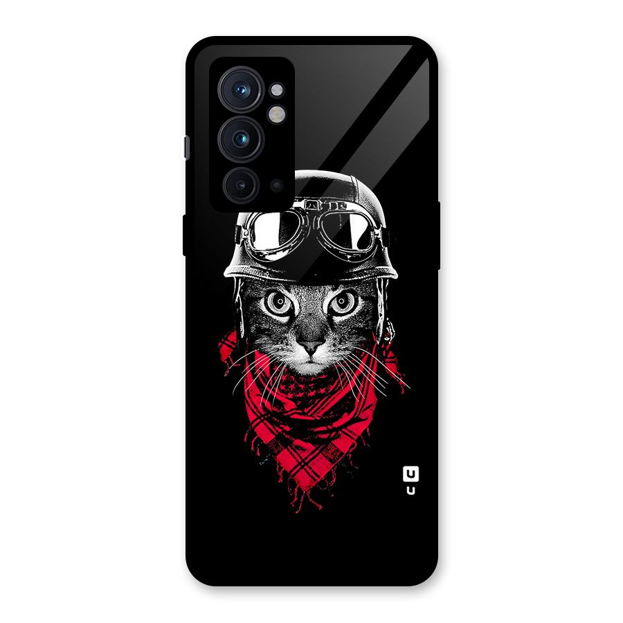 Cool Biker Cat Glass Back Case for OnePlus 9RT 5G