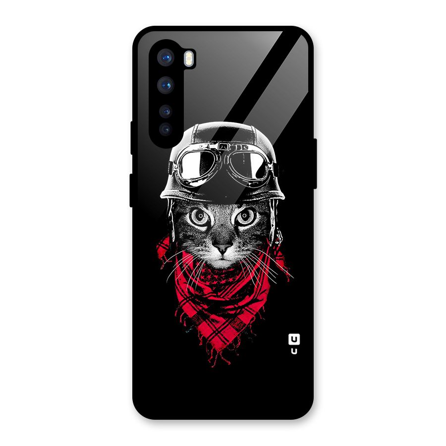 Cool Biker Cat Glass Back Case for OnePlus Nord