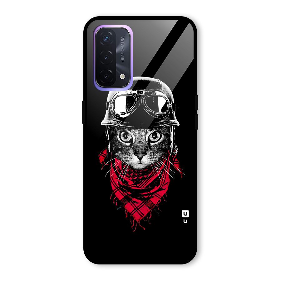 Cool Biker Cat Glass Back Case for Oppo A74 5G