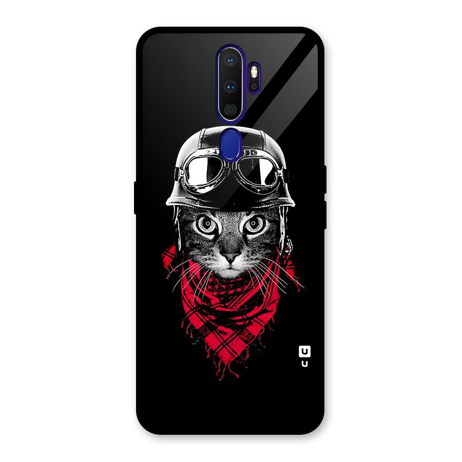 Cool Biker Cat Glass Back Case for Oppo A9 (2020)