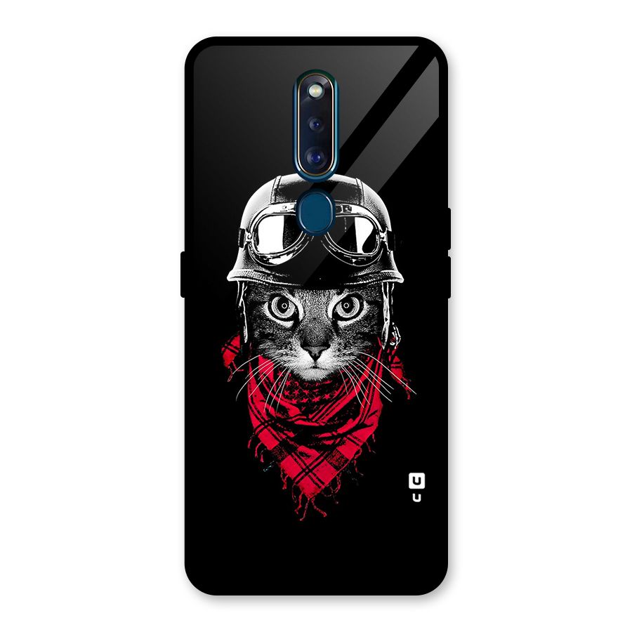 Cool Biker Cat Glass Back Case for Oppo F11 Pro