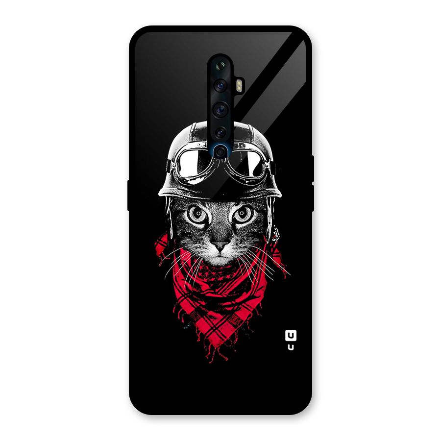 Cool Biker Cat Glass Back Case for Oppo Reno2 Z