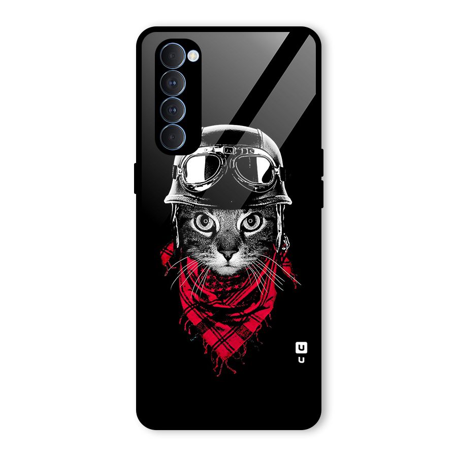 Cool Biker Cat Glass Back Case for Oppo Reno4 Pro