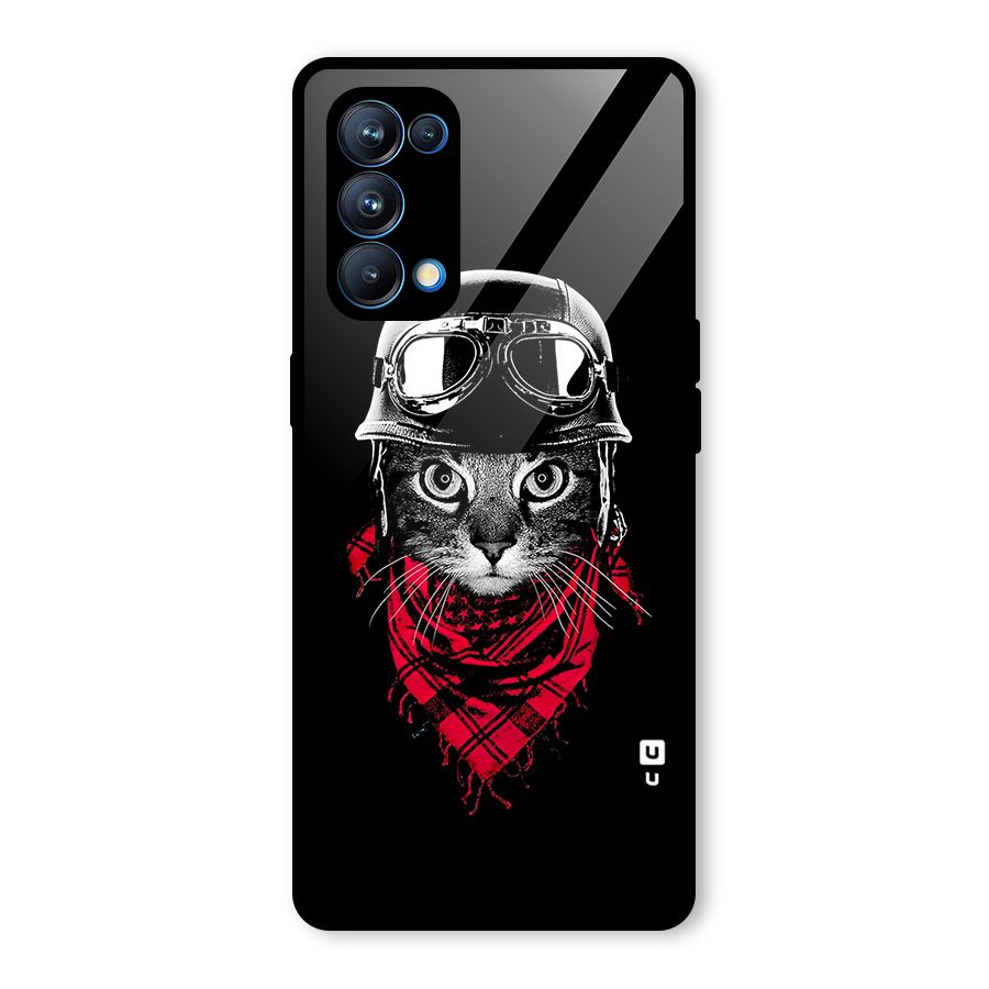 Cool Biker Cat Glass Back Case for Oppo Reno5 Pro 5G