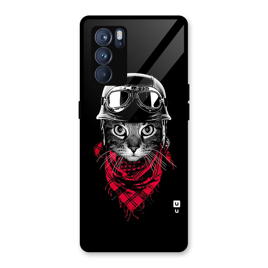 Cool Biker Cat Glass Back Case for Oppo Reno6 Pro 5G