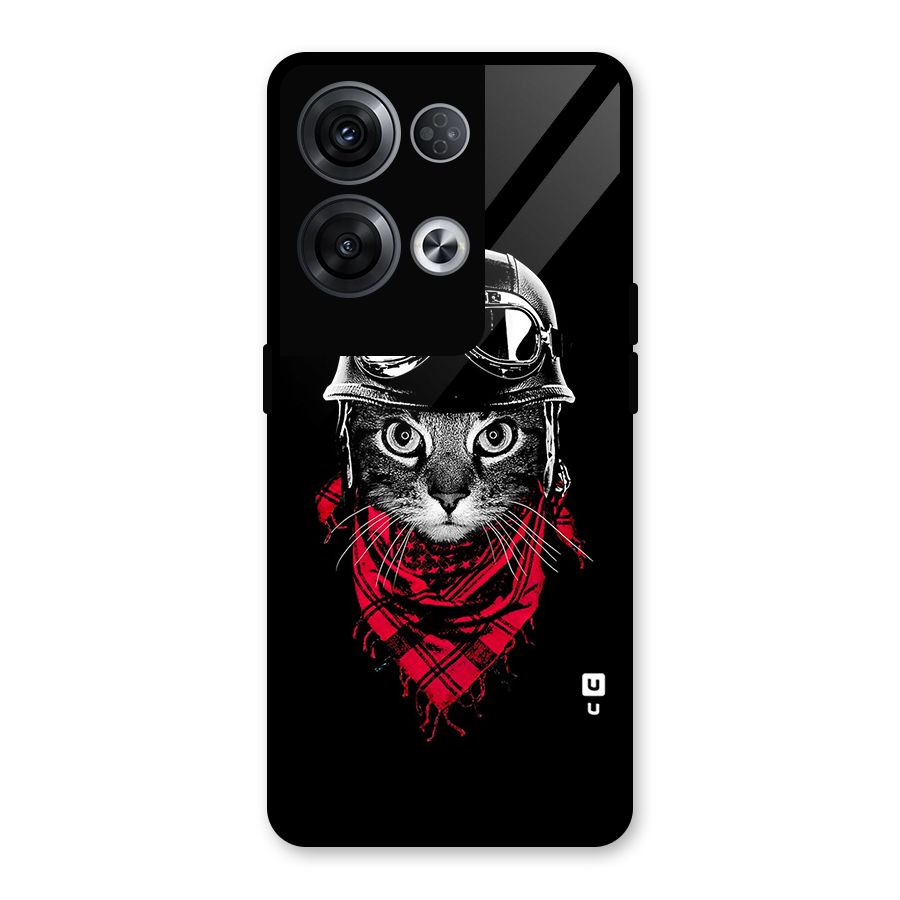 Cool Biker Cat Glass Back Case for Oppo Reno8 Pro 5G