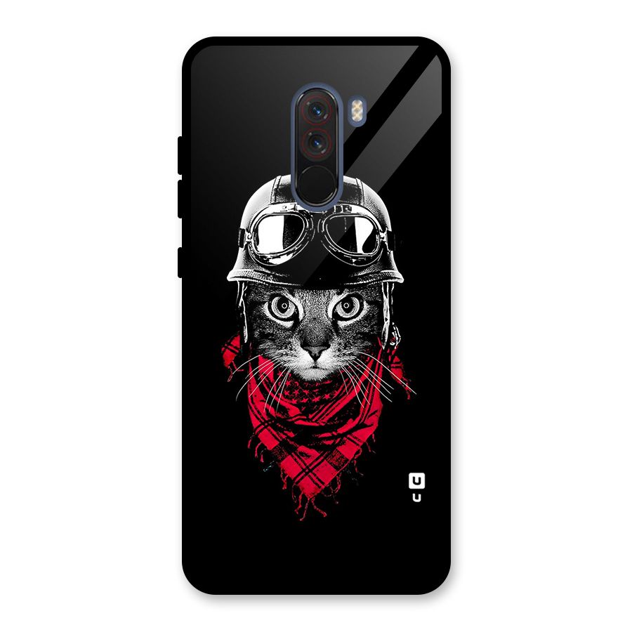 Cool Biker Cat Glass Back Case for Poco F1
