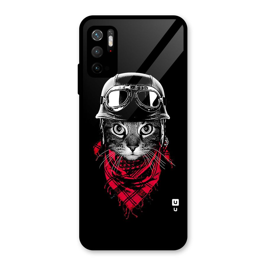 Cool Biker Cat Glass Back Case for Poco M3 Pro 5G