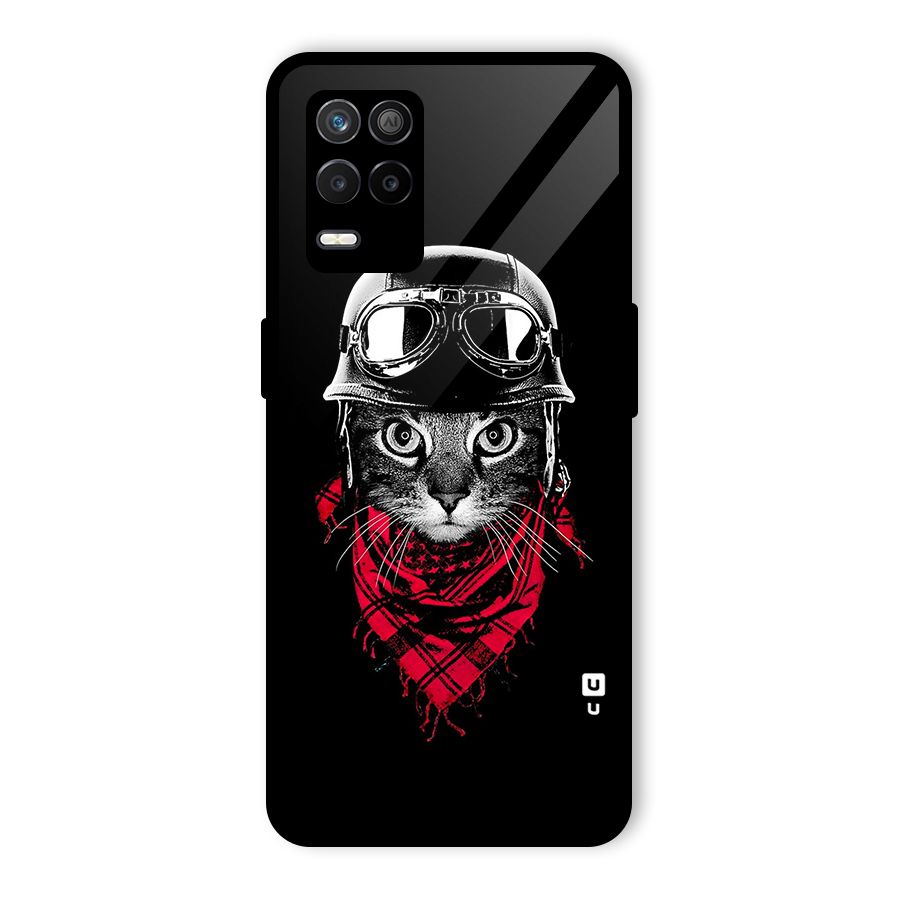 Cool Biker Cat Glass Back Case for Realme 8 5G