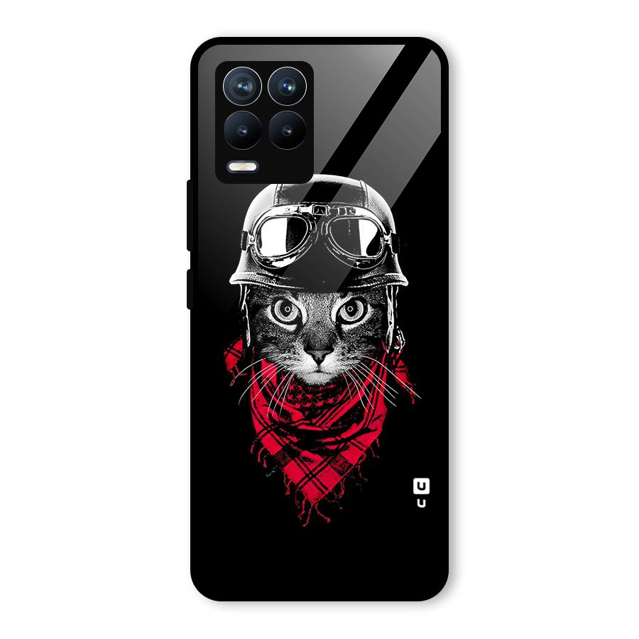 Cool Biker Cat Glass Back Case for Realme 8 Pro