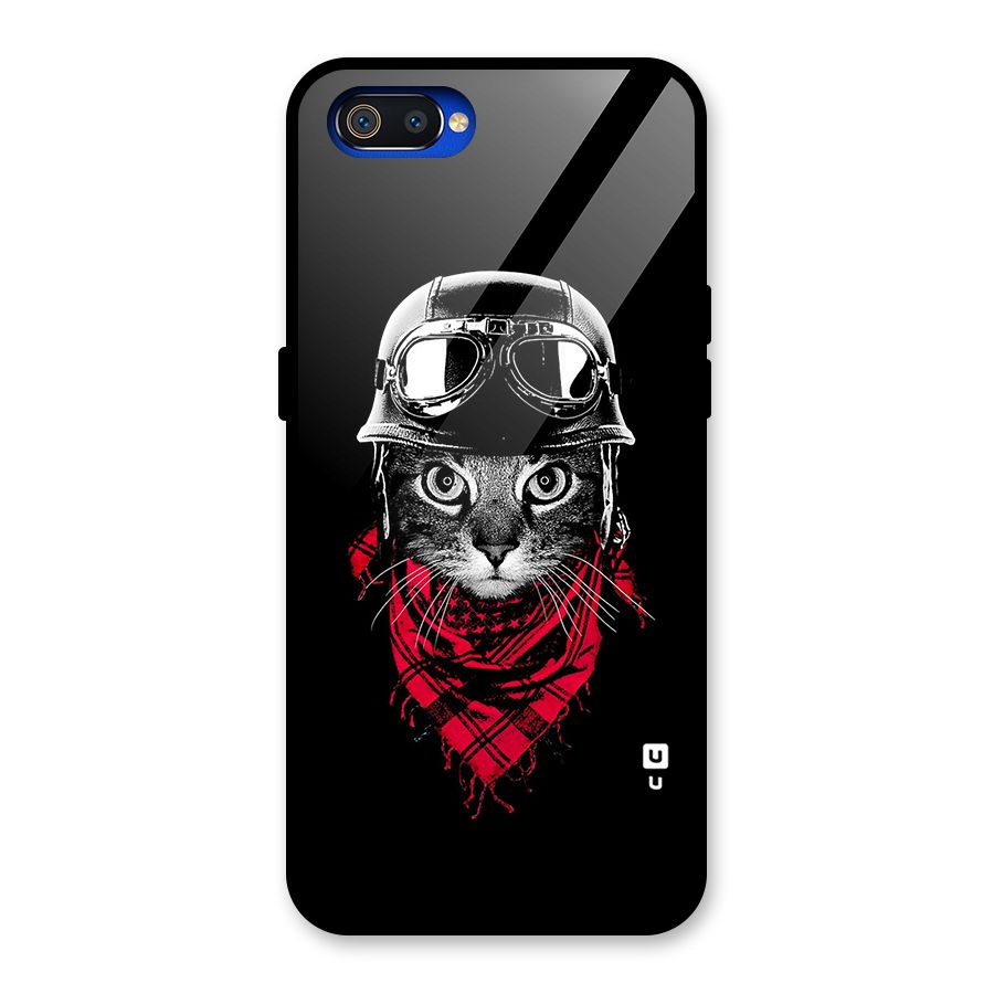 Cool Biker Cat Glass Back Case for Realme C2