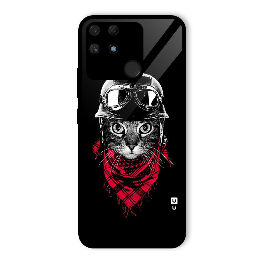Cool Biker Cat Glass Back Case for Realme Narzo 50A