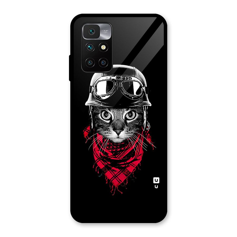 Cool Biker Cat Glass Back Case for Redmi 10 Prime