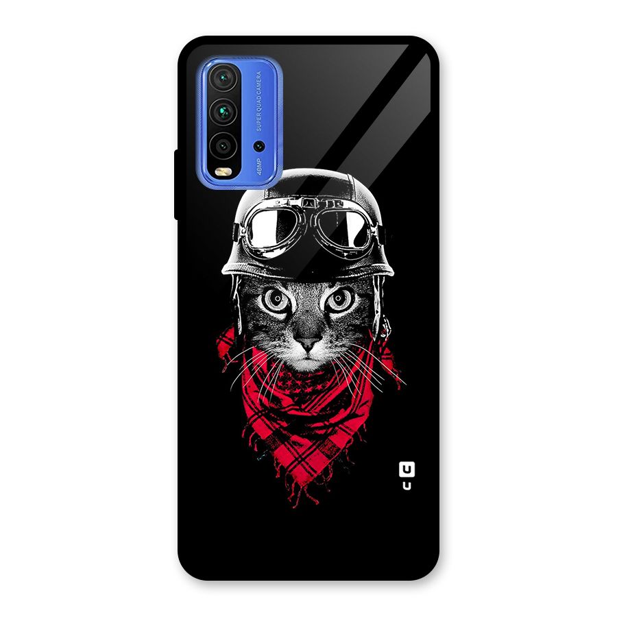 Cool Biker Cat Glass Back Case for Redmi 9 Power