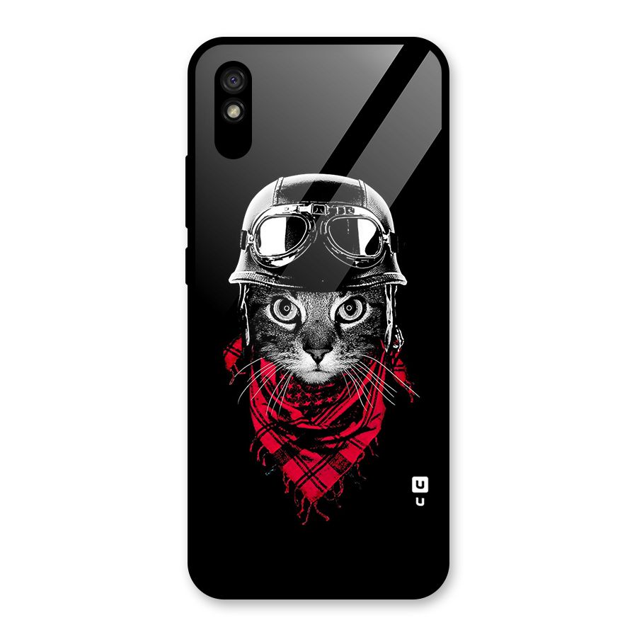 Cool Biker Cat Glass Back Case for Redmi 9i