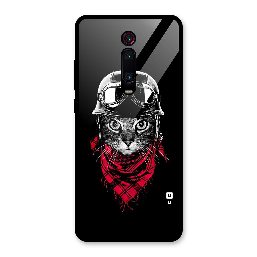Cool Biker Cat Glass Back Case for Redmi K20 Pro