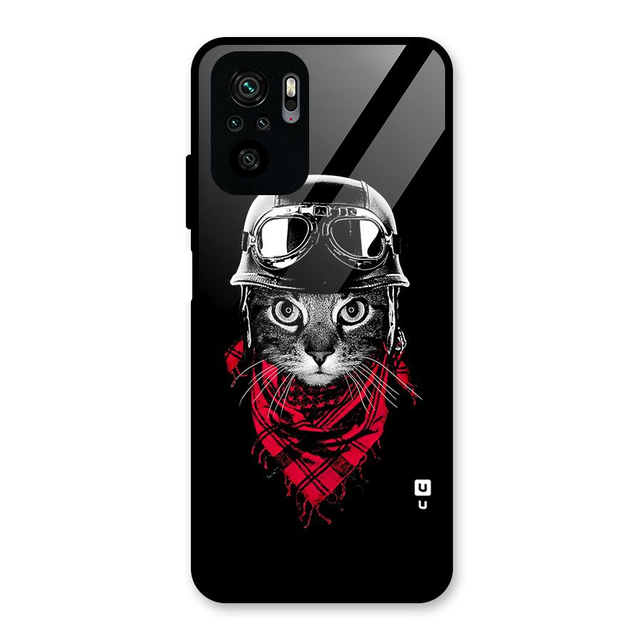 Cool Biker Cat Glass Back Case for Redmi Note 10S