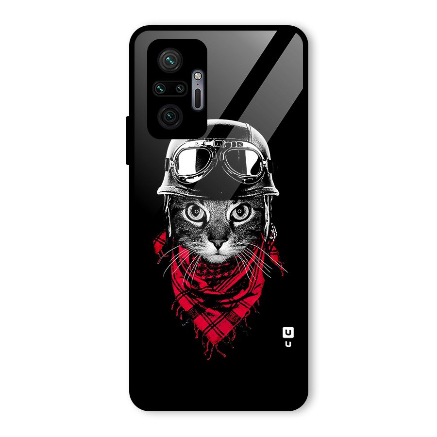 Cool Biker Cat Glass Back Case for Redmi Note 10 Pro