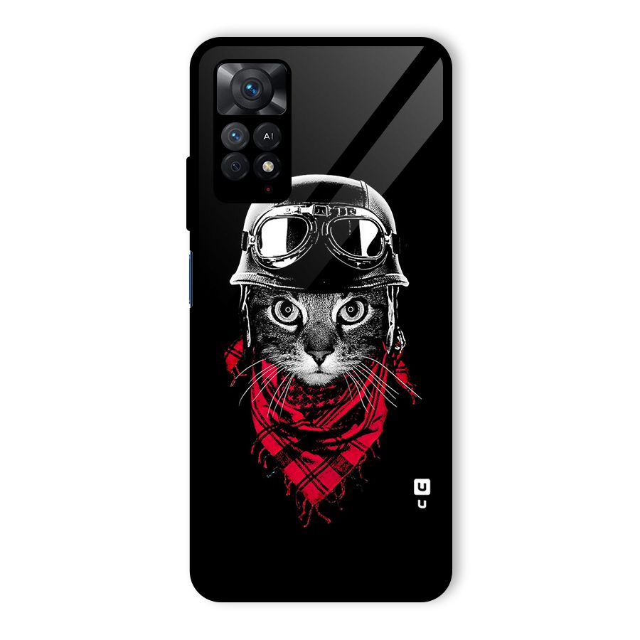 Cool Biker Cat Glass Back Case for Redmi Note 11 Pro