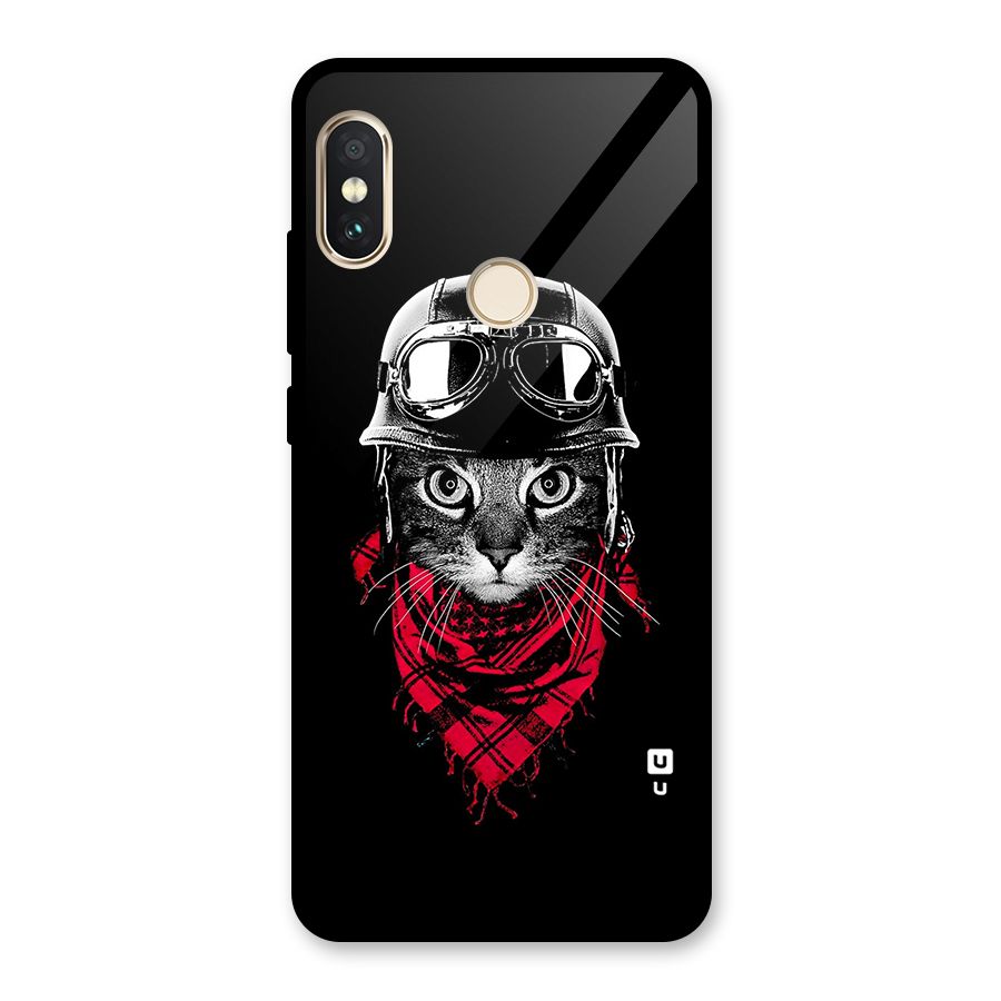 Cool Biker Cat Glass Back Case for Redmi Note 5 Pro