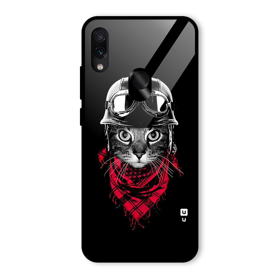 Cool Biker Cat Glass Back Case for Redmi Note 7 Pro