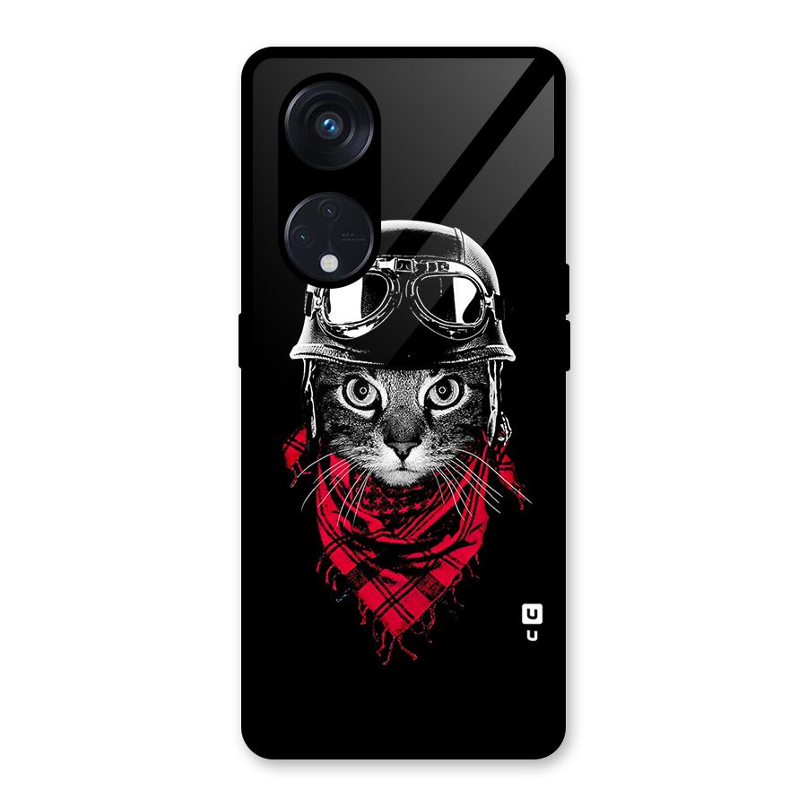 Cool Biker Cat Glass Back Case for Reno8 T 5G